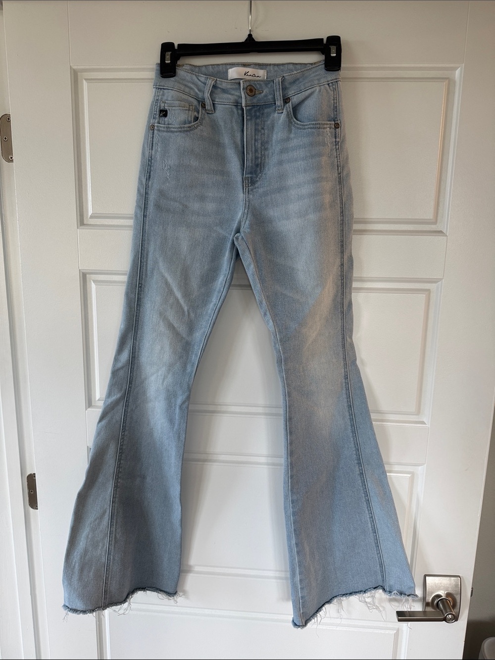 KanCan Light Blue Flare Jeans with Frayed Hem